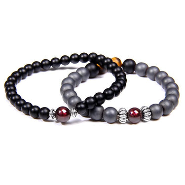Matte Black Onyx/Hematite Stone with Garnet Stone-HONESTY Bracelet